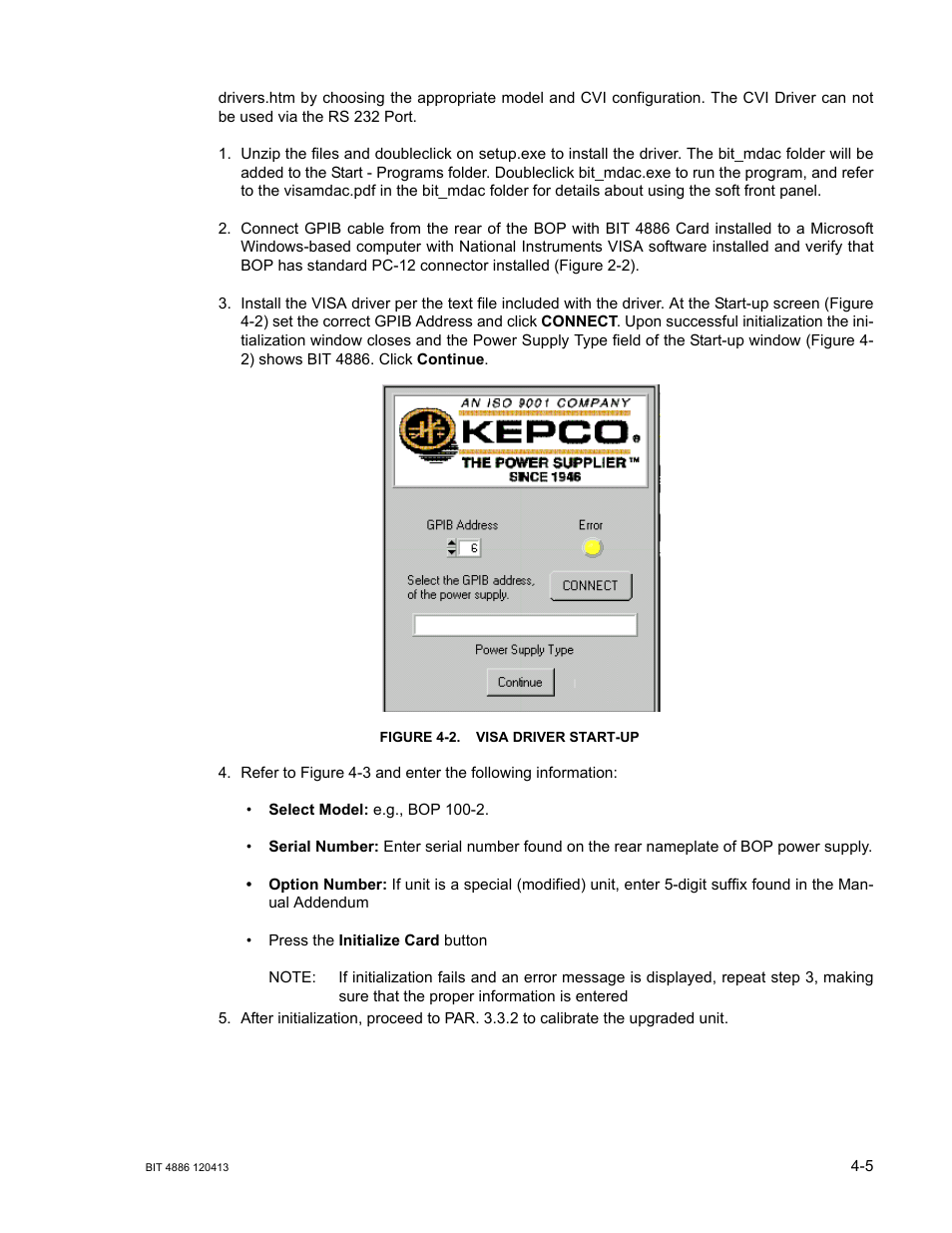 Figure 4-2. visa driver start-up, Visa driver start-up -5 | KEPCO BIT 4886 Operator Manual User Manual | Page 39 / 92