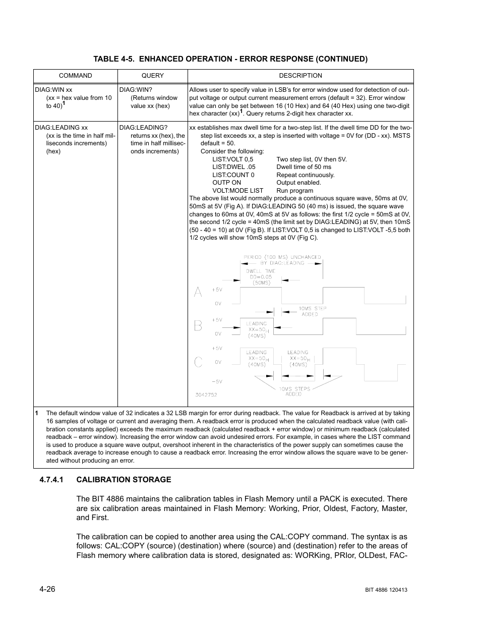 1 calibration storage, Calibration storage -26 | KEPCO BIT 4886 Operator Manual User Manual | Page 60 / 92