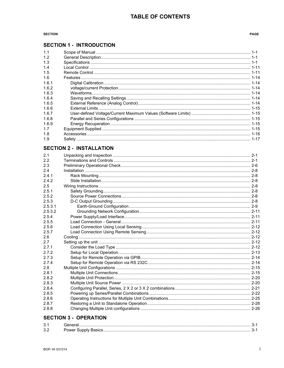 KEPCO BOP 1KW-MG Operator Manual, Firmware Ver.4.12 and higher User Manual | Page 11 / 196