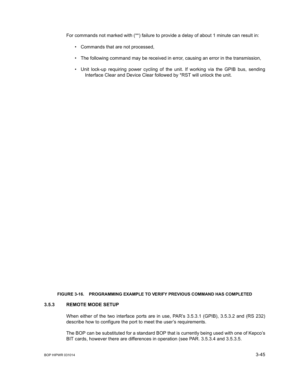 3 remote mode setup, Remote mode setup -45 | KEPCO BOP 1KW-MG Operator Manual, Firmware Ver.4.12 and higher User Manual | Page 111 / 196