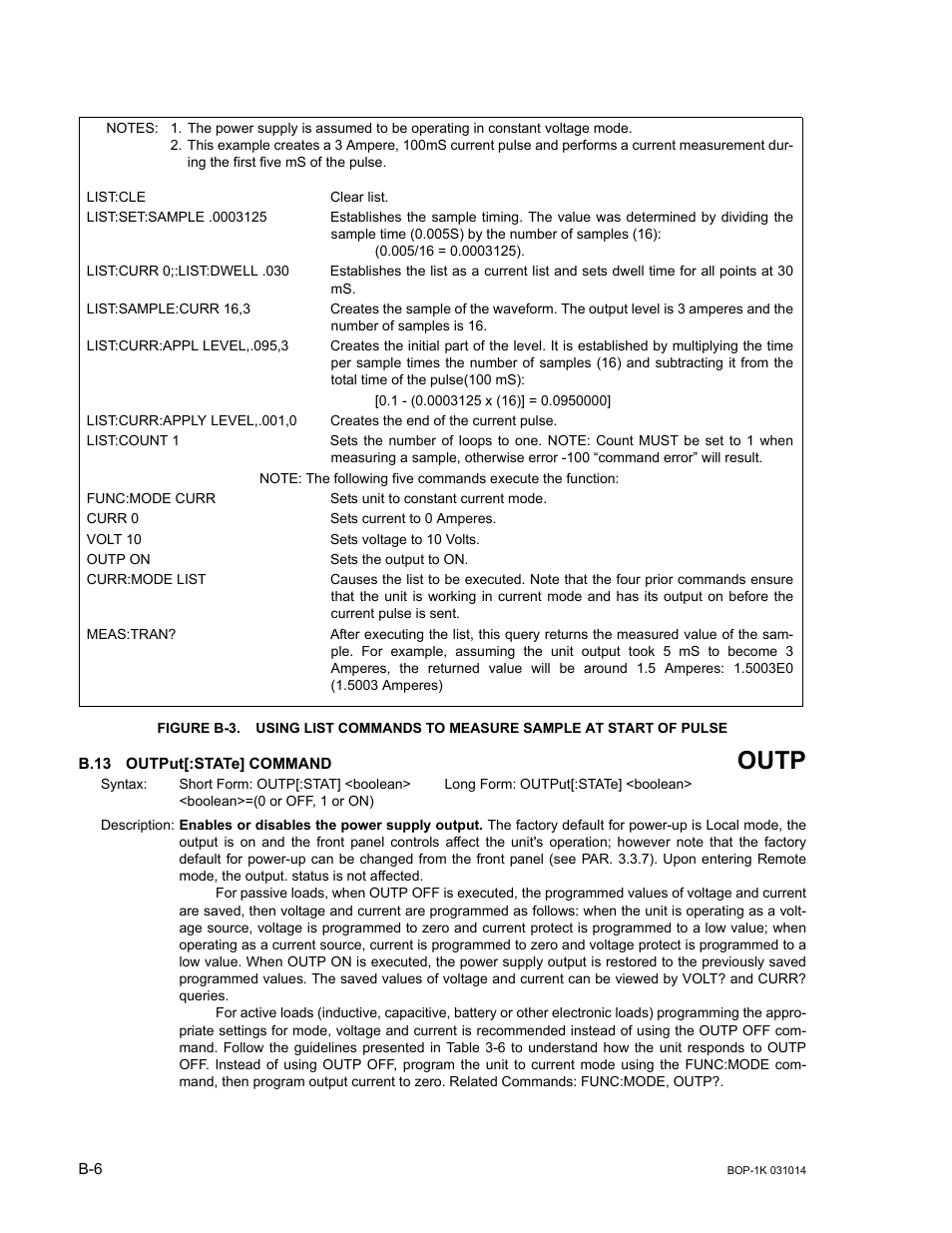 B.13 output[:state] command, B.13, Outp | R. b.13, B.13, b | KEPCO BOP 1KW-MG Operator Manual, Firmware Ver.4.12 and higher User Manual | Page 162 / 196
