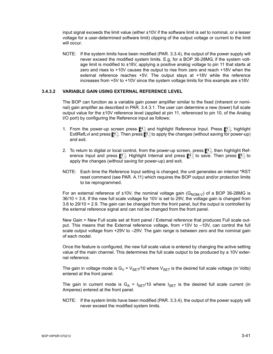 2 variable gain using external reference level, Variable gain using external reference level -41, R, 3.4.3.2) | 2 for, R. 3.4.3.2) | KEPCO BOP 1KW-MG Operator Manual, Firmware Ver.4.08 to 4.11 User Manual | Page 105 / 194