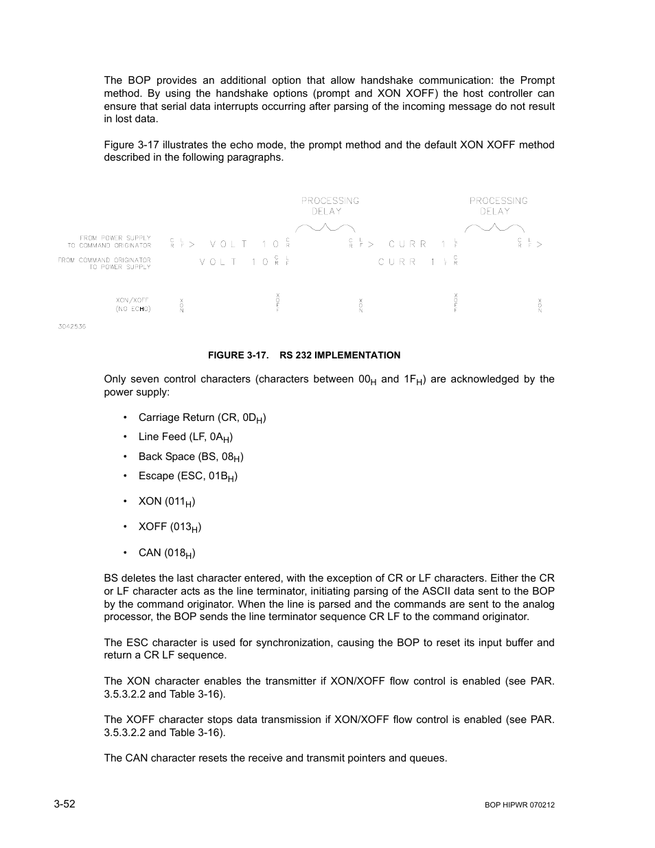 Figure 3-17. rs 232 implementation, 17 rs 232 implementation -52 | KEPCO BOP 1KW-MG Operator Manual, Firmware Ver.4.08 to 4.11 User Manual | Page 116 / 194