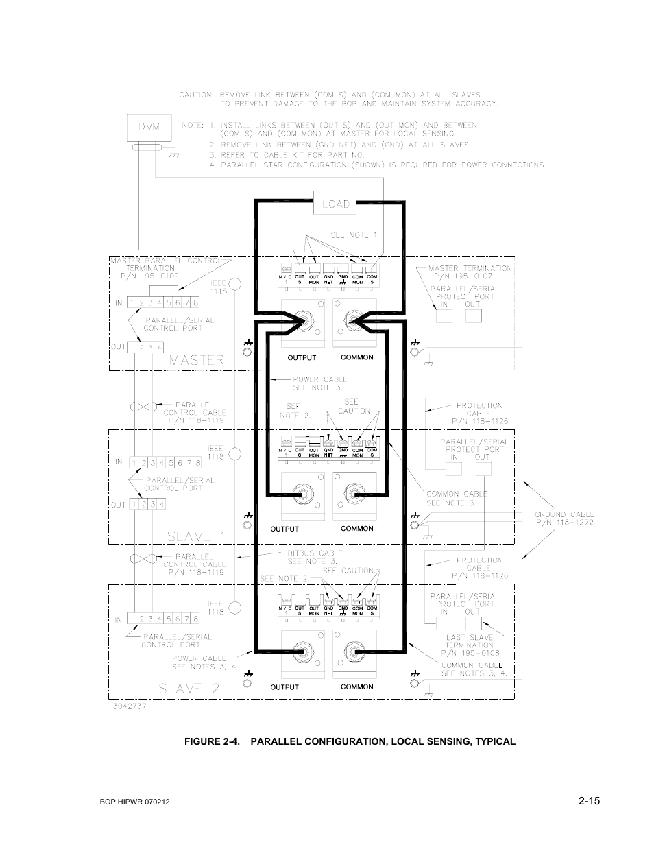 Parallel configuration, local sensing, typical -15, Es 2-4 | KEPCO BOP 1KW-MG Operator Manual, Firmware Ver.4.08 to 4.11 User Manual | Page 53 / 194