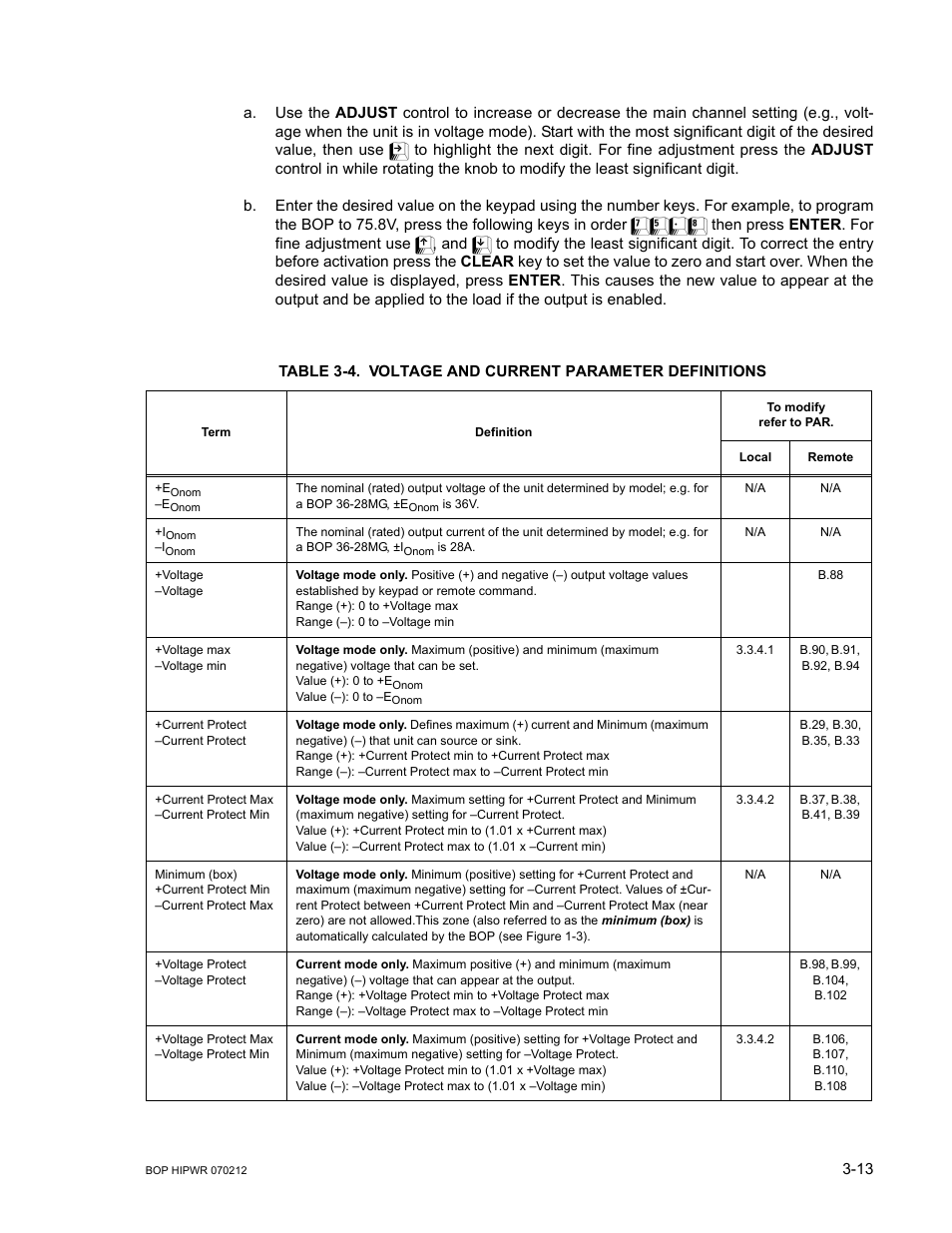 Voltage and current parameter definitions -13 | KEPCO BOP 1KW-MG Operator Manual, Firmware Ver.4.08 to 4.11 User Manual | Page 77 / 194