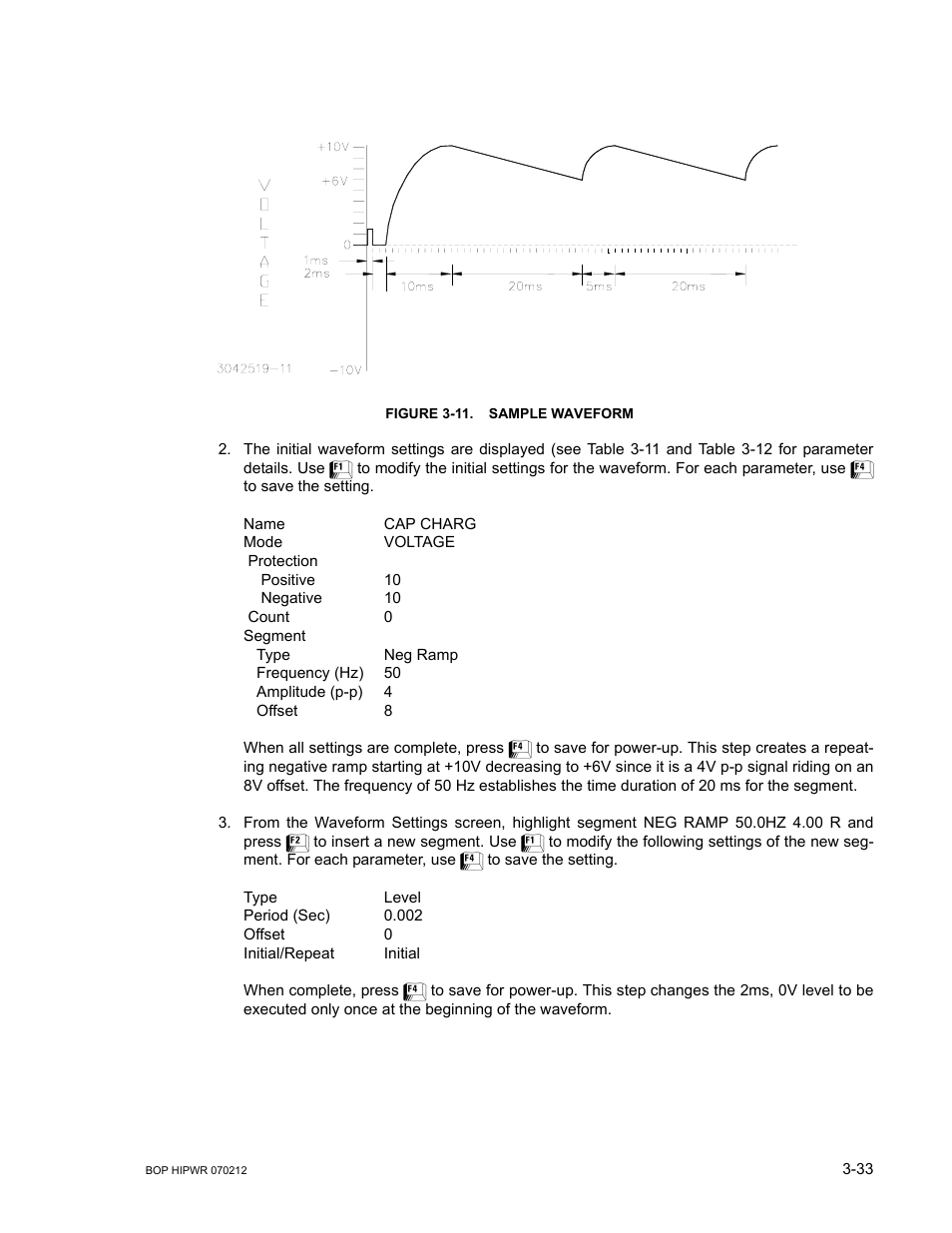 Figure 3-11. sample waveform, 11 sample waveform -33 | KEPCO BOP 1KW-MG Operator Manual, Firmware Ver.4.08 to 4.11 User Manual | Page 97 / 194