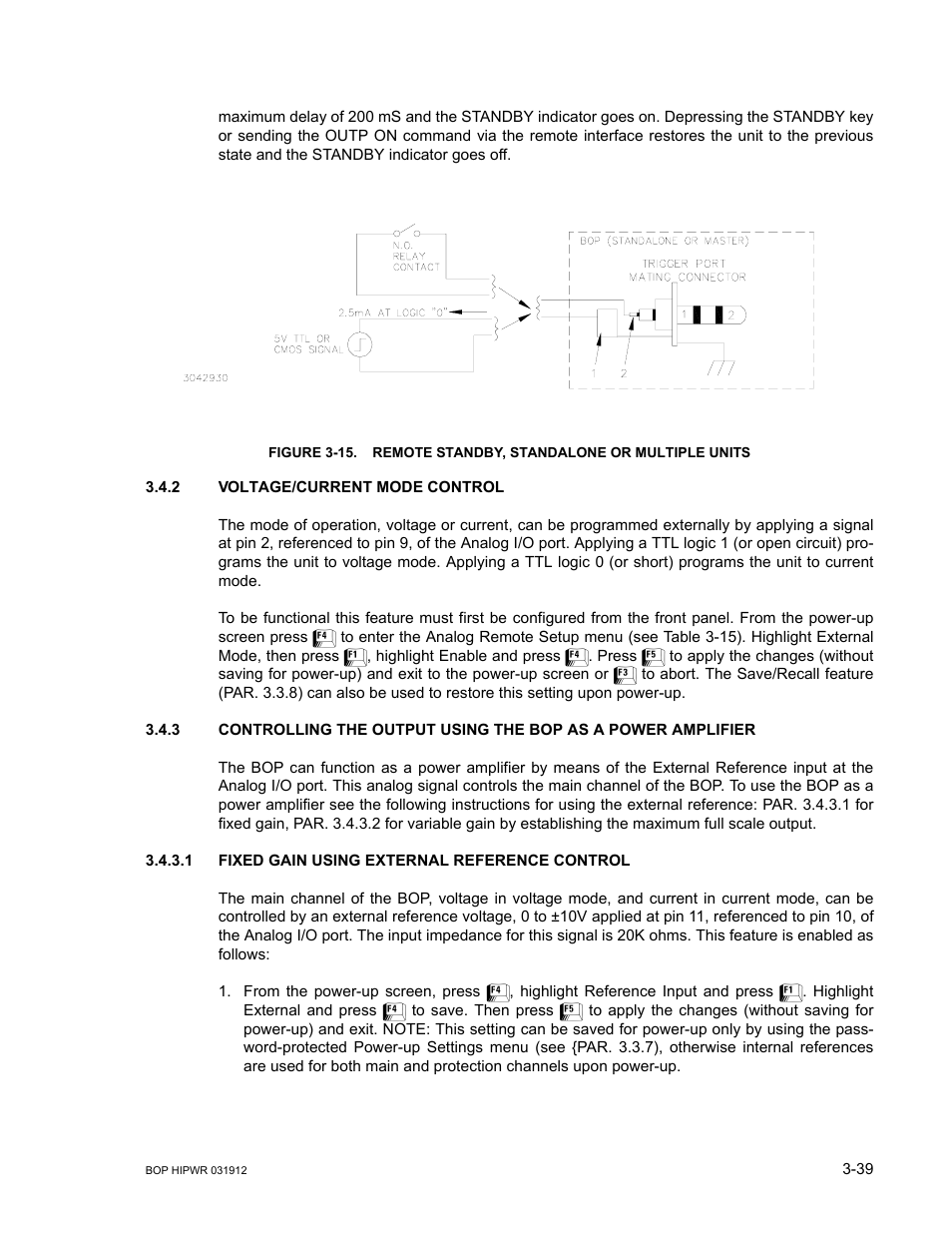 2 voltage/current mode control, 1 fixed gain using external reference control, Voltage/current mode control -39 | Fixed gain using external reference control -39, R. 3.4.3.1, Nd 3.4.3), R. 3.4.3.1 for, R. 3.4.3.1), Ar. 3.4.2), 2, Ar. 3.4.3) | KEPCO BOP 1KW-MG Operator Manual, Firmware Ver.3.05 to 4.07 User Manual | Page 103 / 194