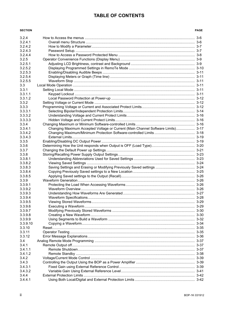 KEPCO BOP 1KW-MG Operator Manual, Firmware Ver.3.05 to 4.07 User Manual | Page 12 / 194