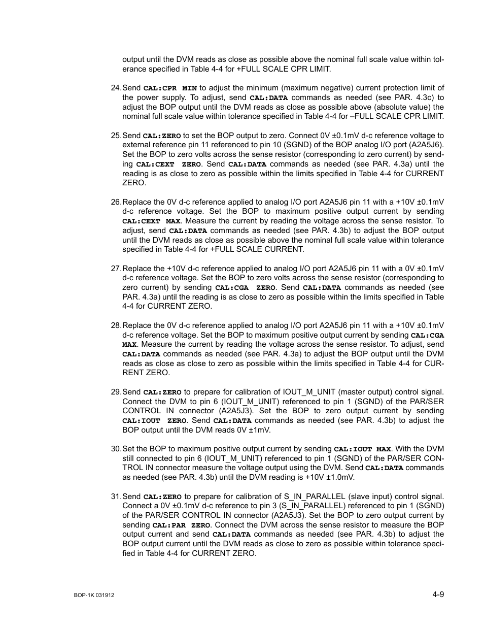 S 28, D 29 cali, S 31 and | KEPCO BOP 1KW-MG Operator Manual, Firmware Ver.3.05 to 4.07 User Manual | Page 141 / 194