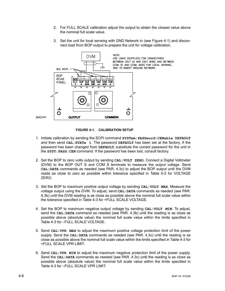 Figure 4-1. calibration setup, Calibration setup -6 | KEPCO BOP 1KW-MG Operator Manual, Firmware Ver.2.48 to 3.04 User Manual | Page 134 / 188