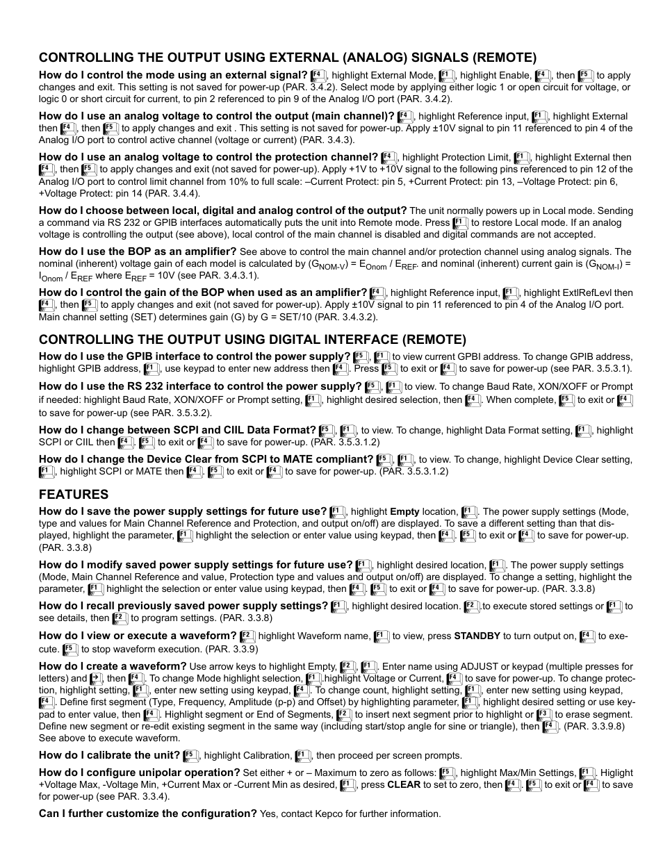 Features | KEPCO BOP 1KW-MG Operator Manual, Firmware Ver.2.48 to 3.04 User Manual | Page 188 / 188