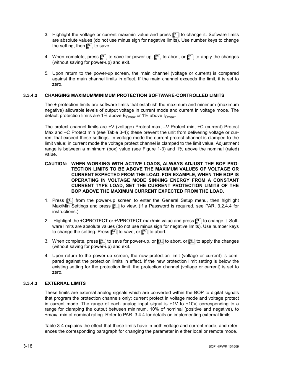 3 external limits, Caution, External limits -18 | R. 3.3.4.2 a, R. 3.3.4.2 | KEPCO BOP 1KW-MG Operator Manual, Firmware Ver.2.48 to 3.04 User Manual | Page 82 / 188