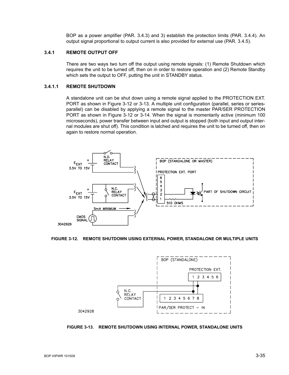 1 remote output off, 1 remote shutdown, Remote output off -35 | Remote shutdown -35 | KEPCO BOP 1KW-MG Operator Manual, Firmware Ver.2.48 to 3.04 User Manual | Page 99 / 188