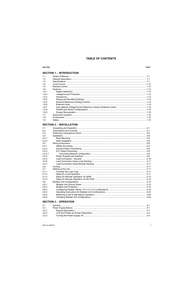 KEPCO BOP 1KW-MG Operator Manual, Firmware Ver.2.38 to 2.47 User Manual | Page 11 / 188