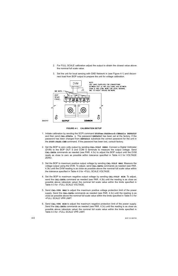 Figure 4-1. calibration setup, Calibration setup -6 | KEPCO BOP 1KW-MG Operator Manual, Firmware Ver.2.38 to 2.47 User Manual | Page 134 / 188