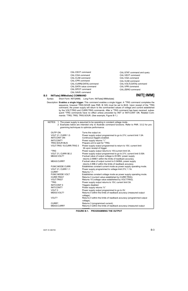 B.5 initiate[:immediate] command, Figure b-1. programming the output, Init | Iate, Gure b-1.), Init[:imm | KEPCO BOP 1KW-MG Operator Manual, Firmware Ver.2.38 to 2.47 User Manual | Page 153 / 188