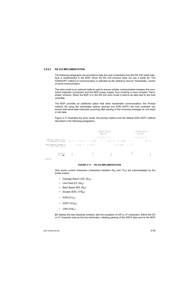 2 rs 232 implementation, Figure 3-17. rs 232 implementation, Rs 232 implementation -49 | 17 rs 232 implementation -49 | KEPCO BOP 1KW-MG Operator Manual, Firmware Ver.2.01 to 2.37 User Manual | Page 109 / 176