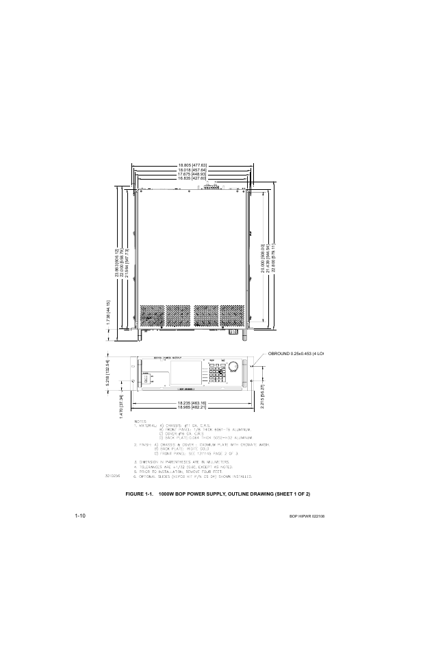 1000w bop power supply, outline drawing -10 | KEPCO BOP 1KW-MG Operator Manual, Firmware Ver.2.01 to 2.37 User Manual | Page 28 / 176