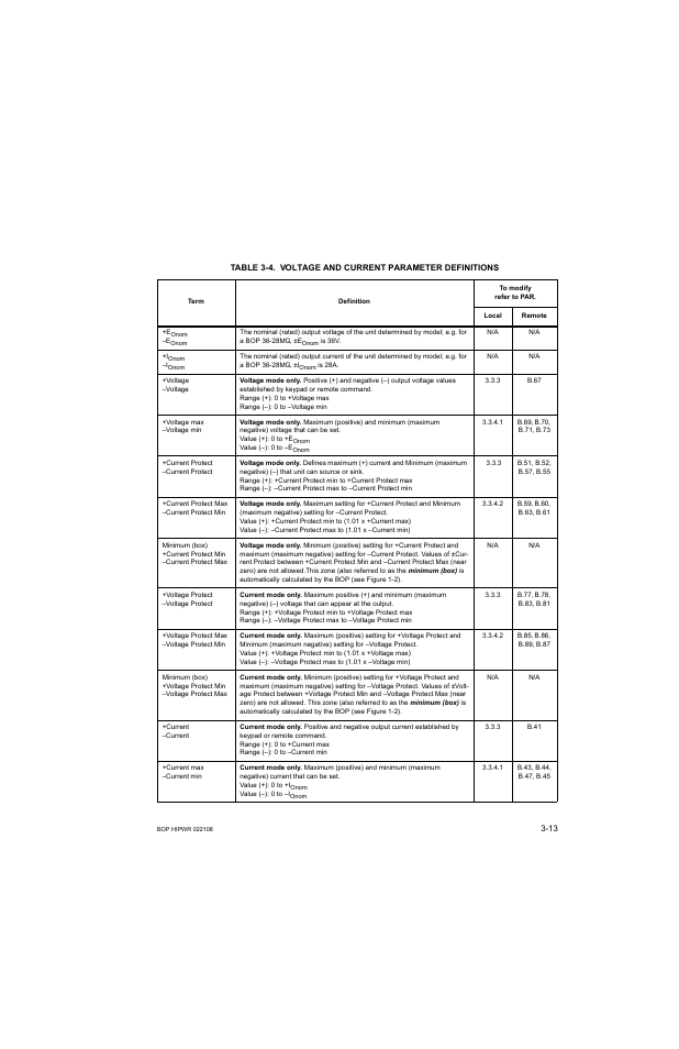 Voltage and current parameter definitions -13 | KEPCO BOP 1KW-MG Operator Manual, Firmware Ver.2.01 to 2.37 User Manual | Page 73 / 176