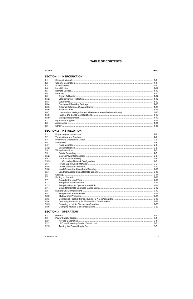 KEPCO BOP 1KW-MG Operator Manual, Firmware Ver.2.01 to 2.37 User Manual | Page 9 / 176