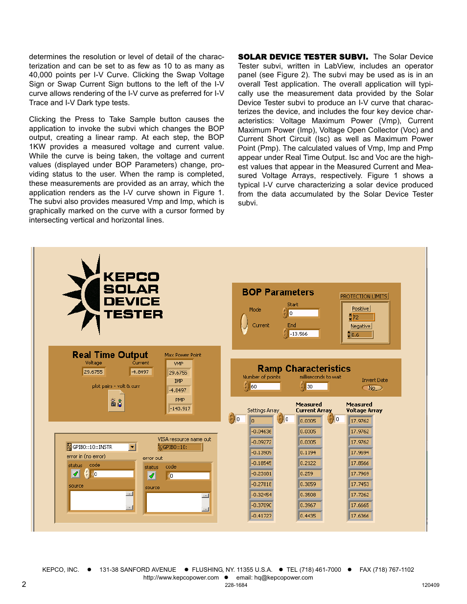KEPCO BOP 1KW as Solar Device Tester Quick Start Guide User Manual | Page 2 / 3