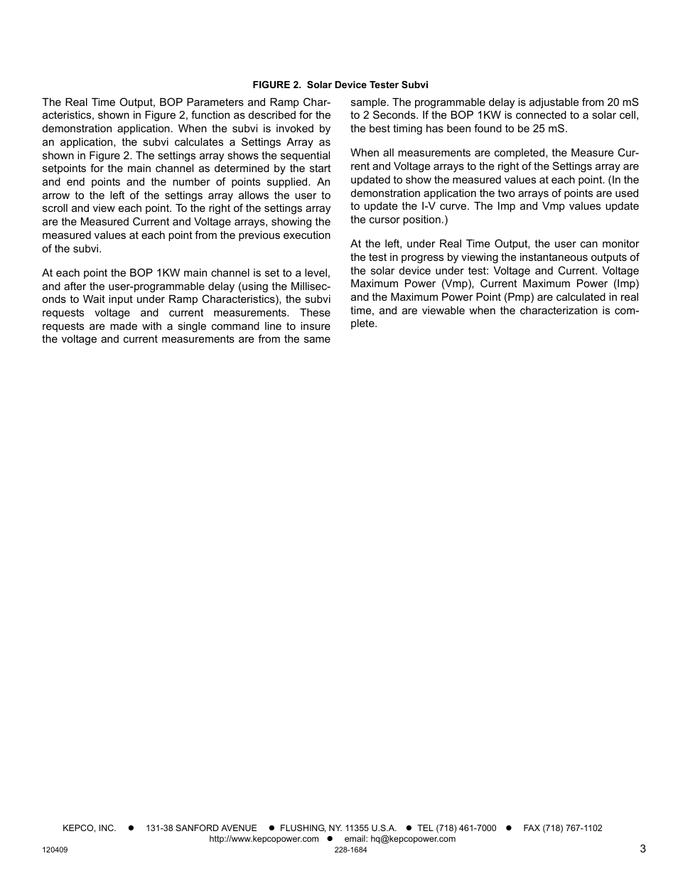 KEPCO BOP 1KW as Solar Device Tester Quick Start Guide User Manual | Page 3 / 3