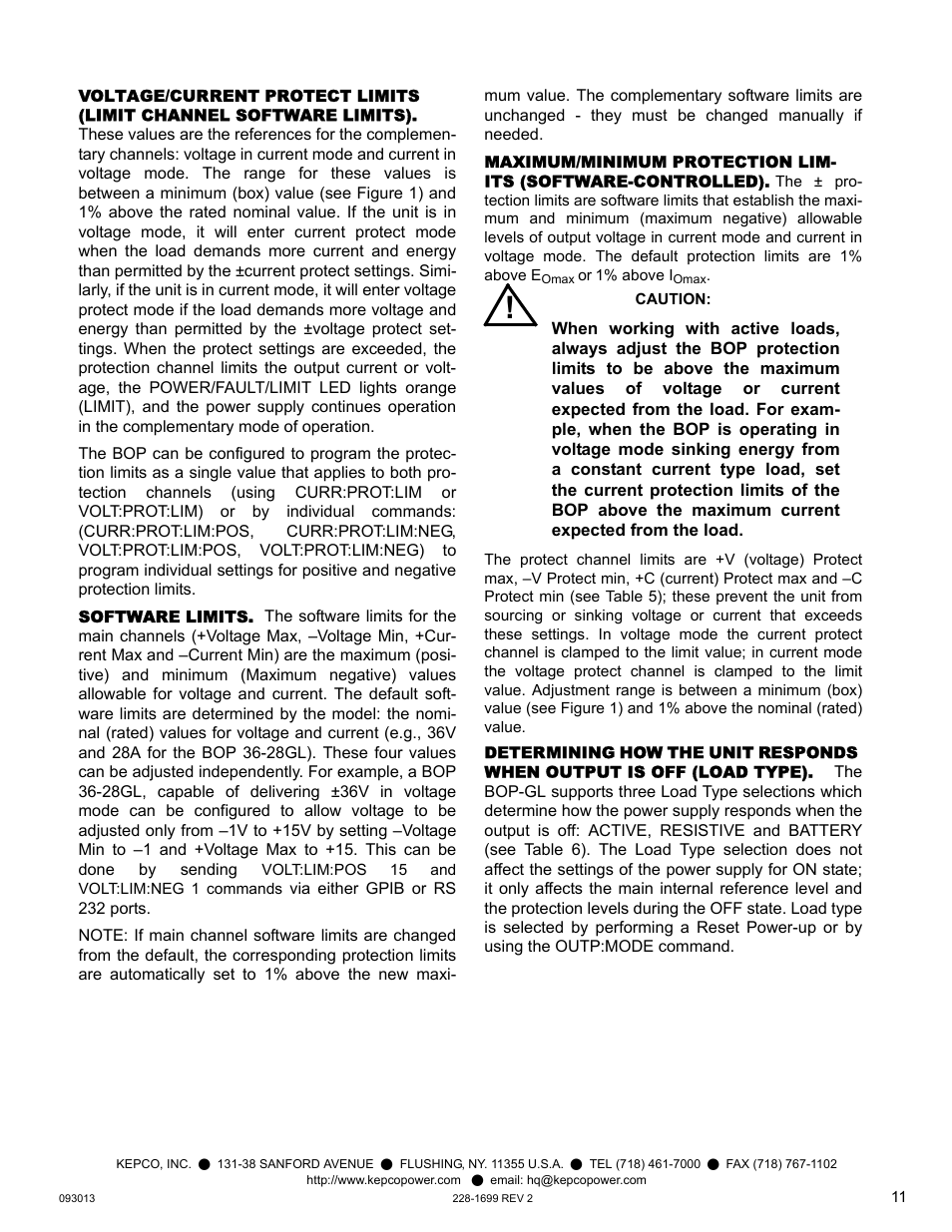 Software limits | KEPCO BOP-GL 1KW Quick Start Guide User Manual | Page 11 / 16