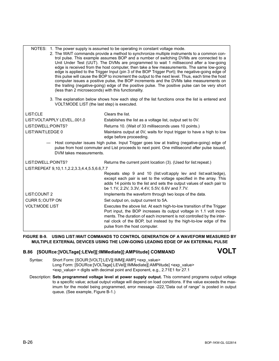 B.86, Sour, R. b.86 | B.86), Ee figure b-9.), Volt | KEPCO BOP-GL 1KW Operator Manual Firmware Ver.3.05 and higher User Manual | Page 154 / 168