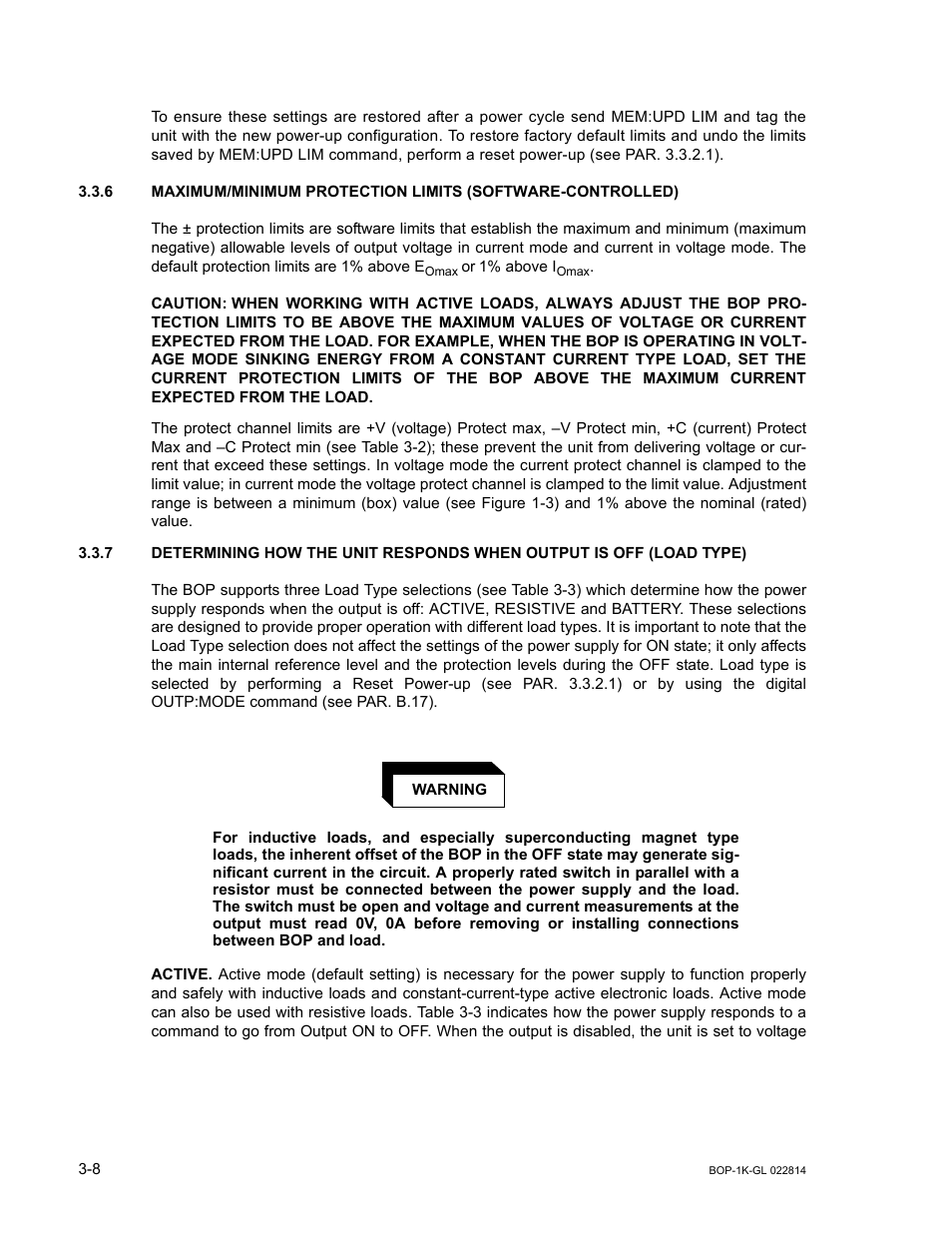 To 3.3.7 fo, To 3.3.7 for, R. 3.3.7) | Ar. 3.3.6) | KEPCO BOP-GL 1KW Operator Manual Firmware Ver.3.05 and higher User Manual | Page 70 / 168