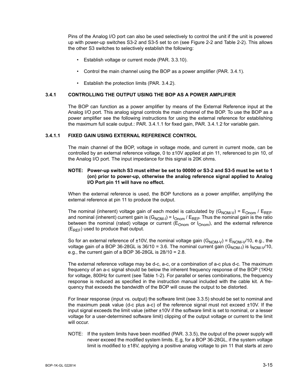 1 fixed gain using external reference control, Fixed gain using external reference control -15, R. 3.4.1) | KEPCO BOP-GL 1KW Operator Manual Firmware Ver.3.05 and higher User Manual | Page 77 / 168