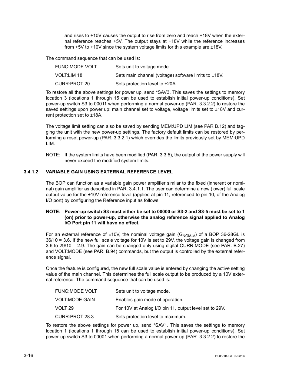 2 variable gain using external reference level, Variable gain using external reference level -16 | KEPCO BOP-GL 1KW Operator Manual Firmware Ver.3.05 and higher User Manual | Page 78 / 168