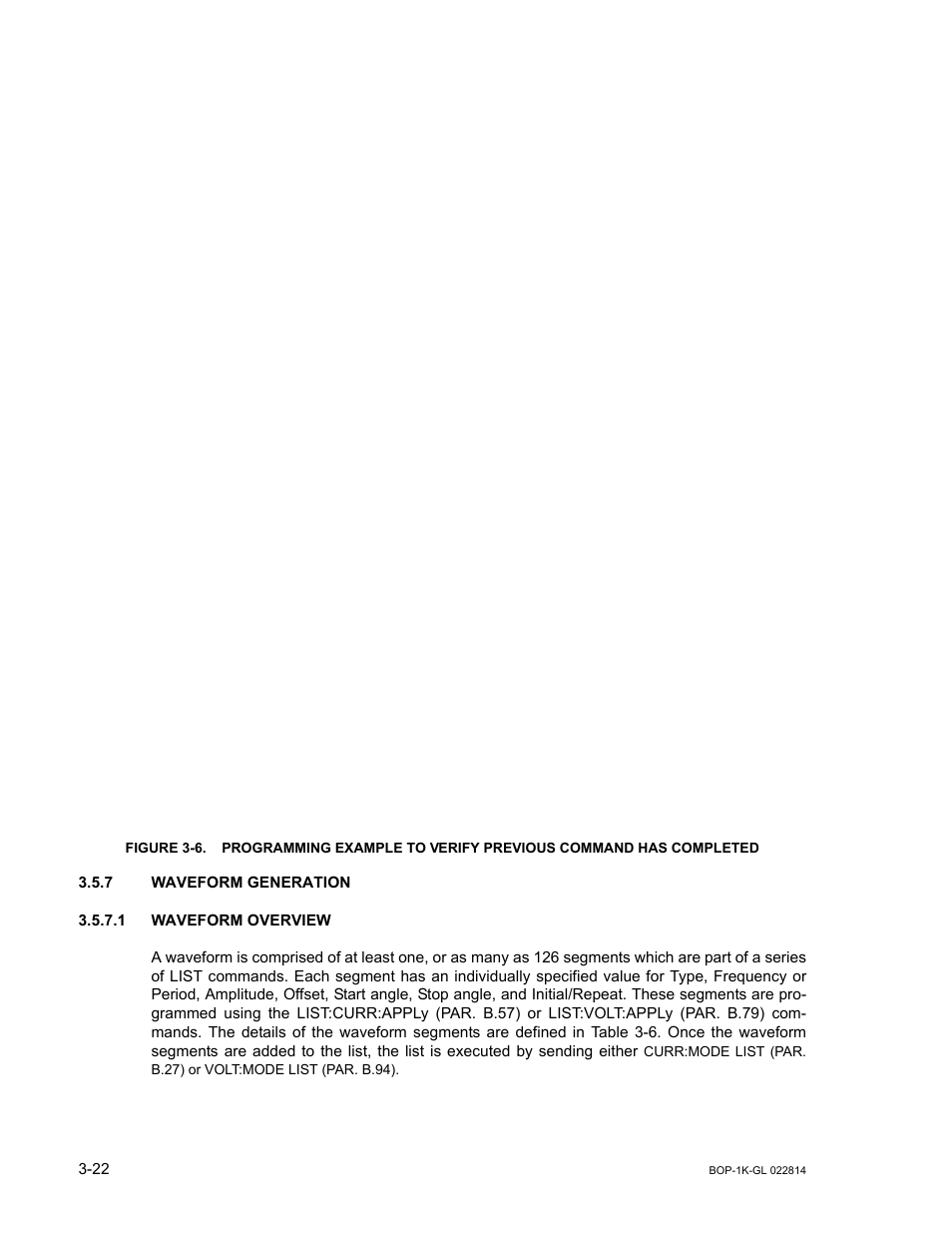 7 waveform generation, 1 waveform overview, Waveform generation -22 | Waveform overview -22, E 3-6 is a p | KEPCO BOP-GL 1KW Operator Manual Firmware Ver.3.05 and higher User Manual | Page 84 / 168