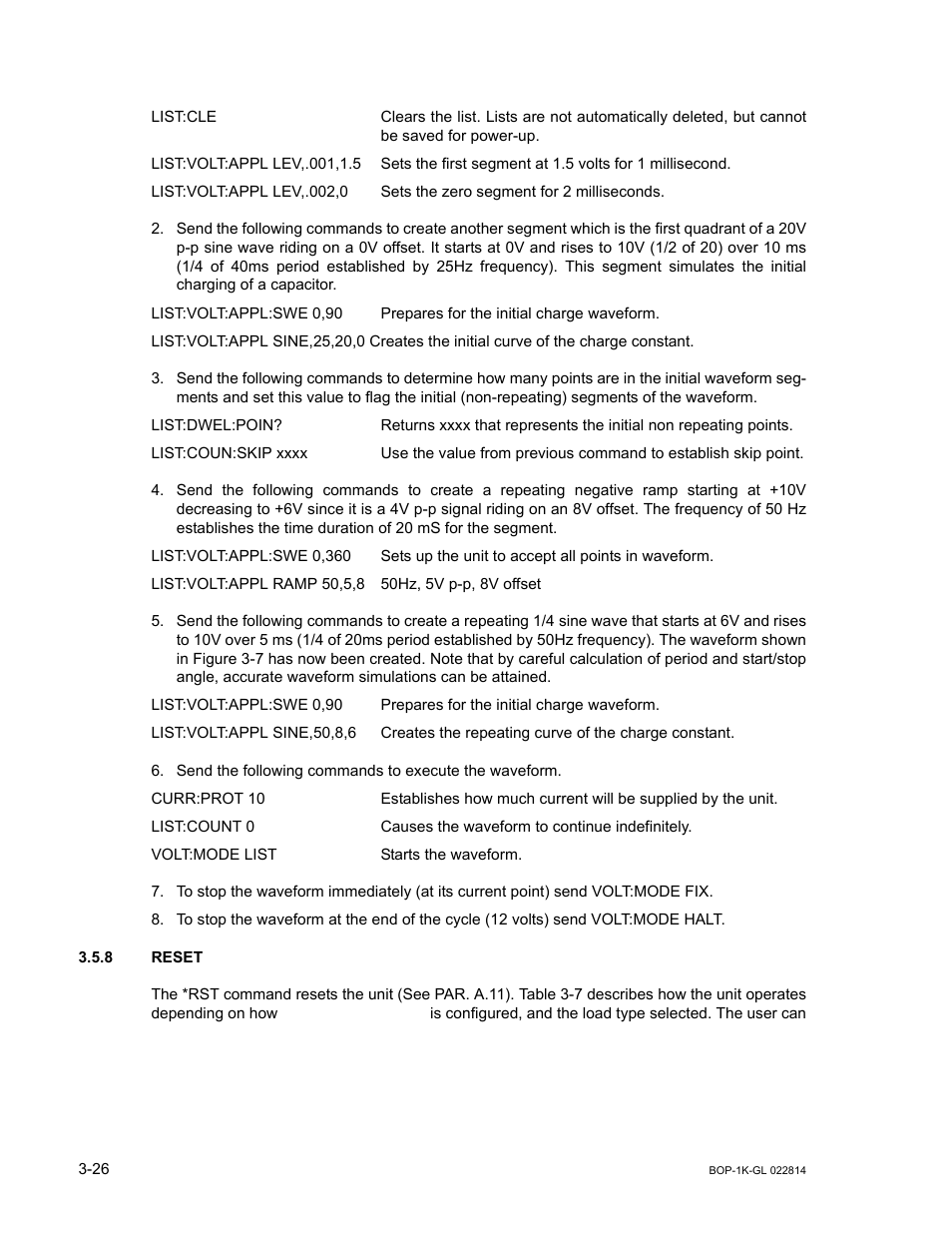 8 reset, Reset -26 | KEPCO BOP-GL 1KW Operator Manual Firmware Ver.3.05 and higher User Manual | Page 88 / 168