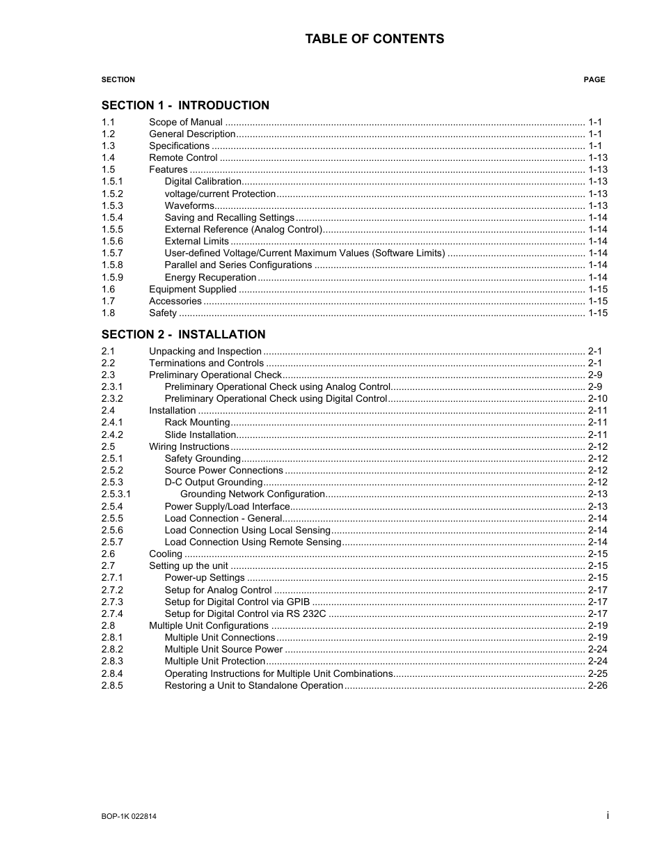 KEPCO BOP-GL 1KW Operator Manual Firmware Ver.3.05 and higher User Manual | Page 9 / 168