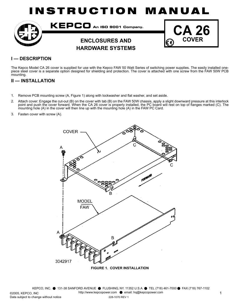 KEPCO CA 26 User Manual | 2 pages