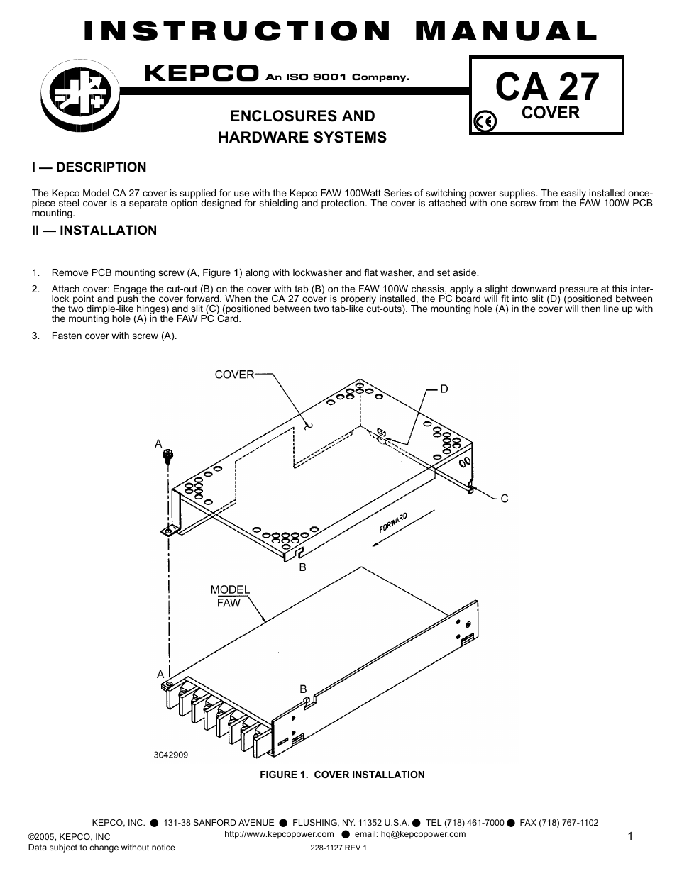 KEPCO CA 27 User Manual | 2 pages