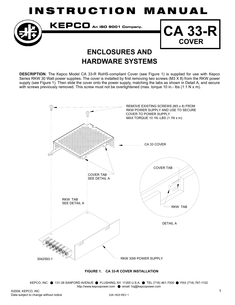 KEPCO CA 33-R User Manual | 2 pages