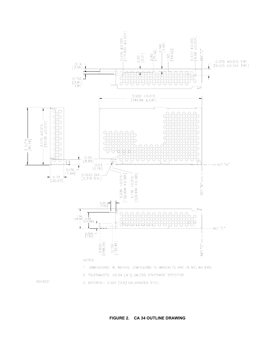 Figure 2. ca 34 outline drawing | KEPCO CA 34 User Manual | Page 2 / 2