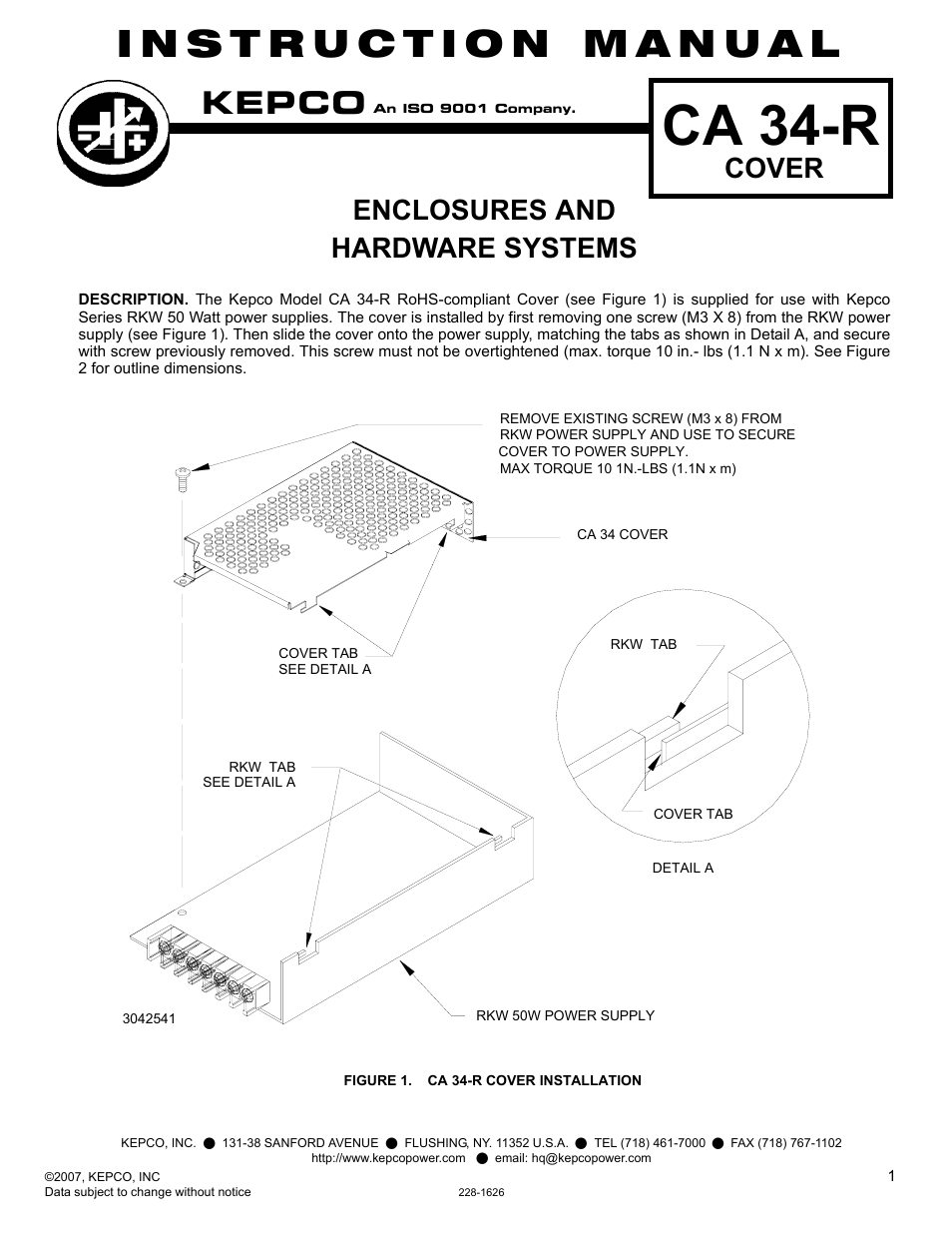 KEPCO CA 34-R User Manual | 2 pages