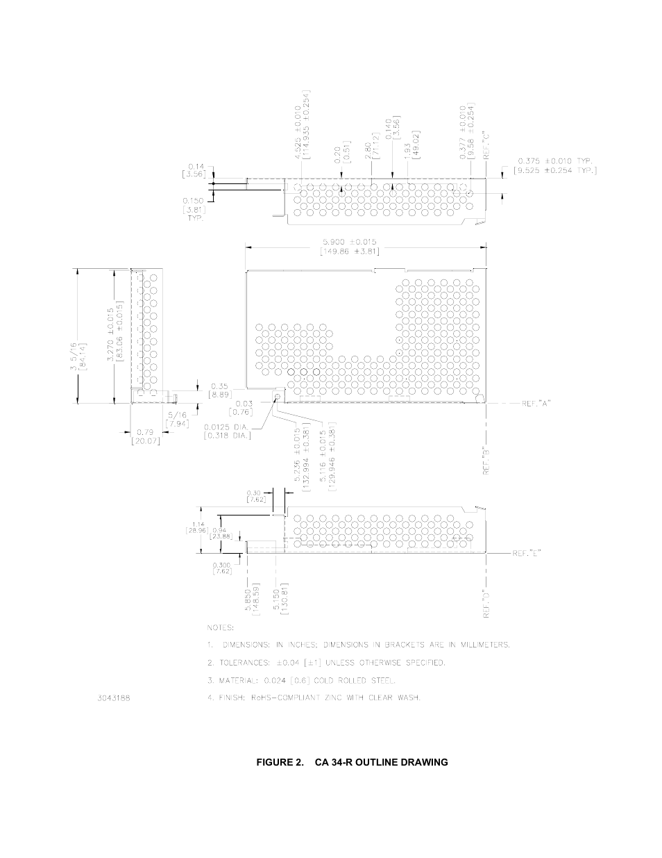 Figure 2. ca 34-r outline drawing | KEPCO CA 34-R User Manual | Page 2 / 2