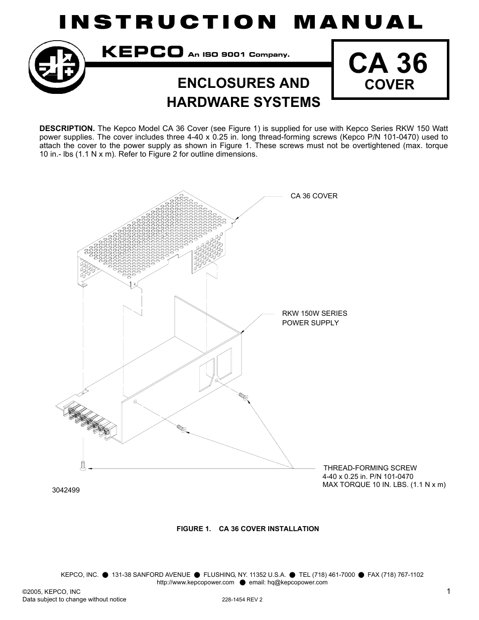 KEPCO CA 36 User Manual | 2 pages