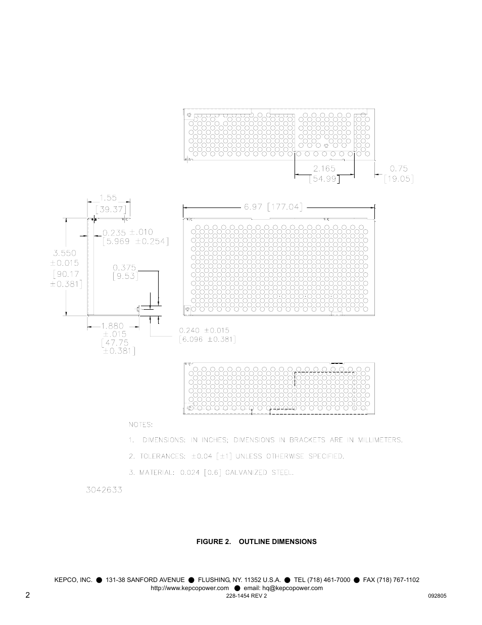 Figure 2. outline dimensions | KEPCO CA 36 User Manual | Page 2 / 2