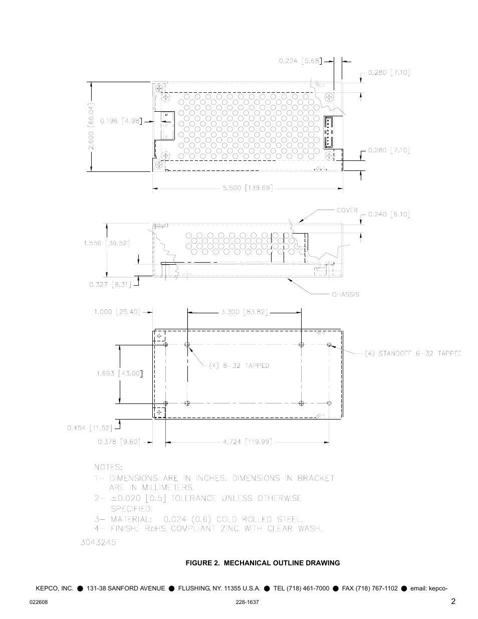 Figure 2. mechanical outline drawing | KEPCO CA 39-R User Manual | Page 2 / 2