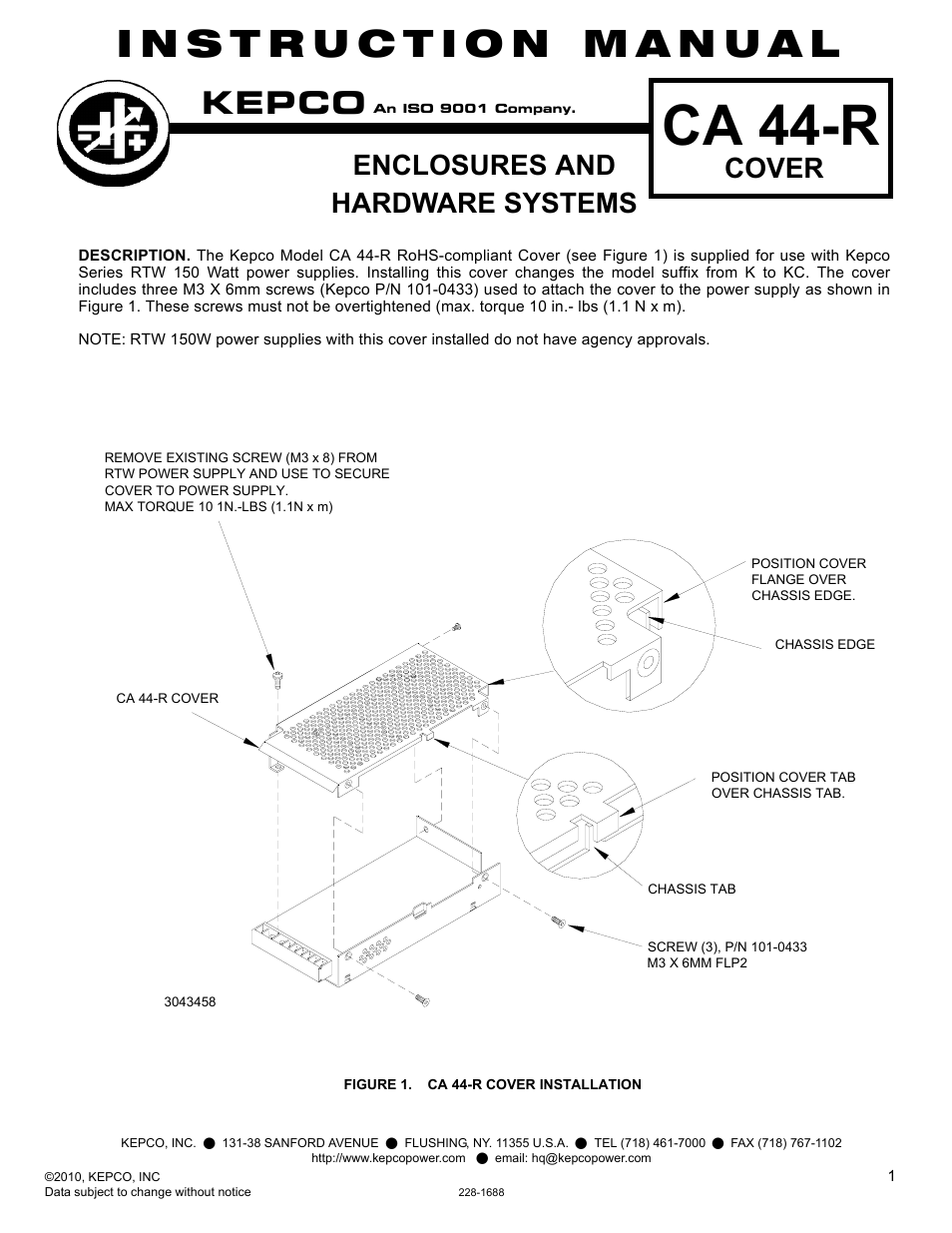 KEPCO CA 44-R User Manual | 1 page