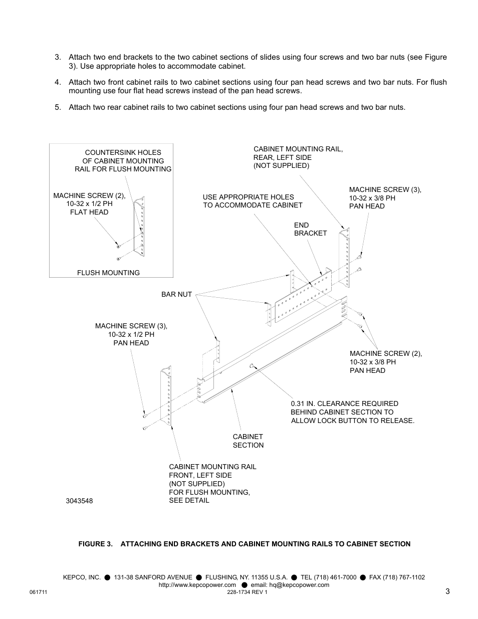 KEPCO CS 06 Chassis Slides (for EL Series Electronic Load) User Manual | Page 3 / 4