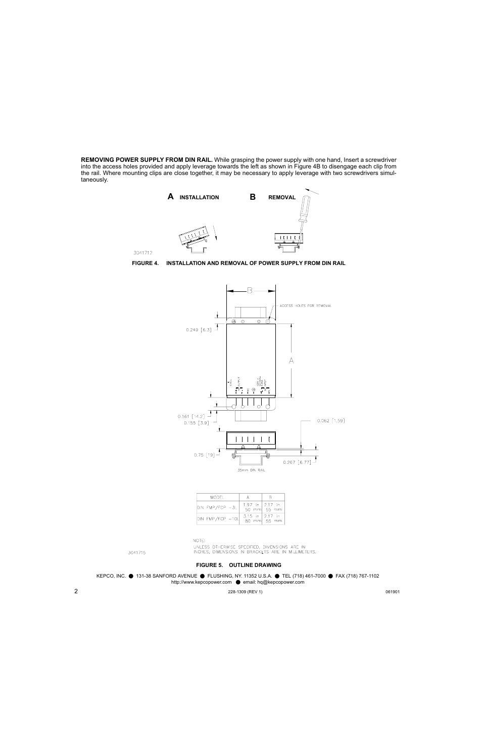 Figure 5. outline drawing | KEPCO DIN KIT FCP-10 (L) User Manual | Page 2 / 2