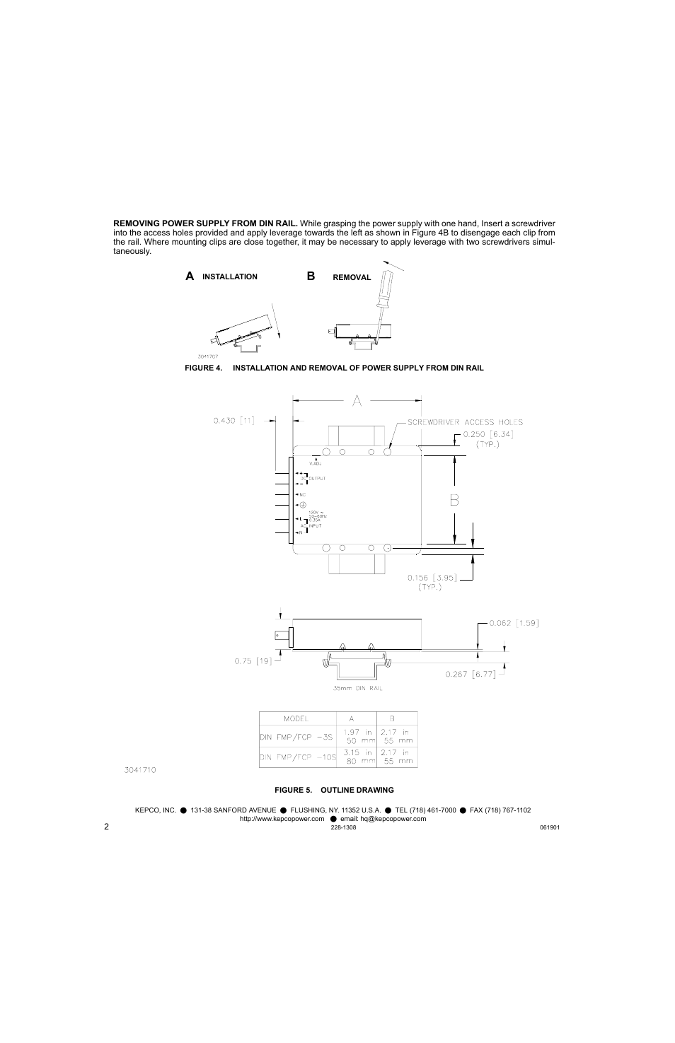 Figure 5. outline drawing | KEPCO DIN KIT FCP-10 (S) User Manual | Page 2 / 2