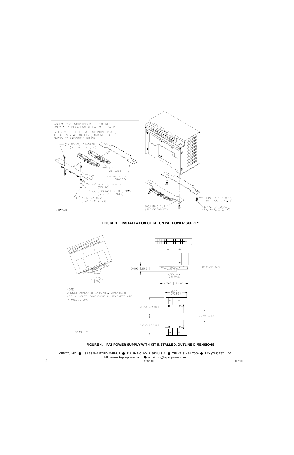 Figure 3. installation of kit on pat power supply | KEPCO DIN KIT PAT (S) User Manual | Page 2 / 2