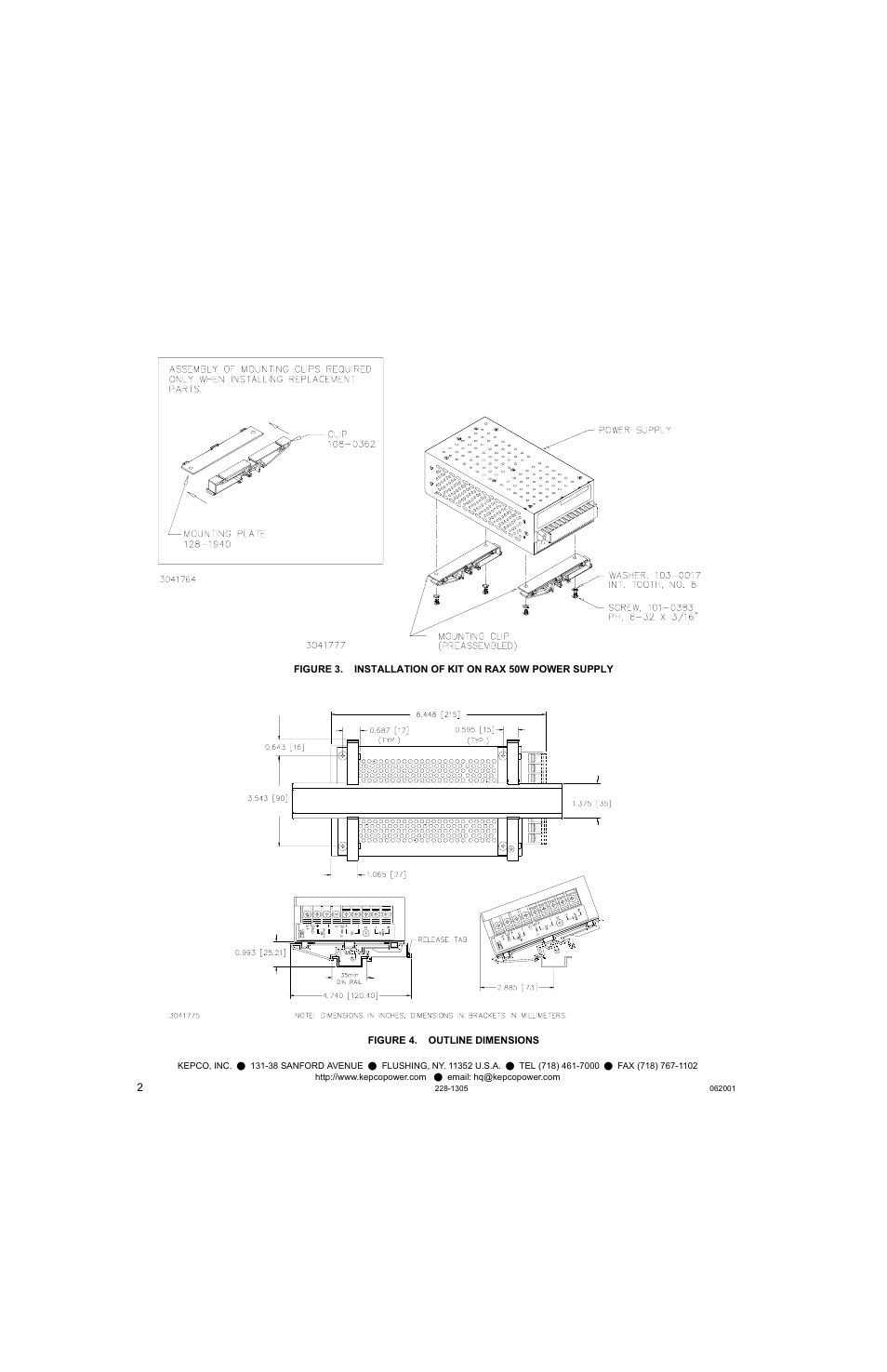 Figure 4. outline dimensions | KEPCO DIN KIT RAX-50 (L) User Manual | Page 2 / 2