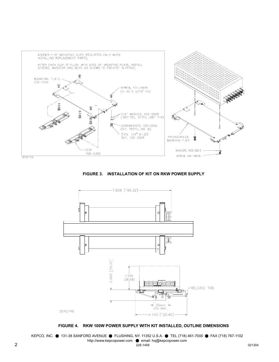 Figure 3. installation of kit on rkw power supply | KEPCO DIN KIT RKW-100 (L) User Manual | Page 2 / 2